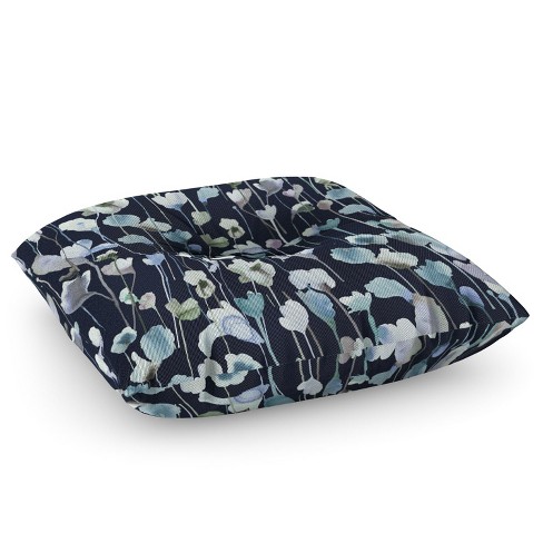 Ninola Design Watery Abstract Flowers Navy Square Floor Pillow - Deny ...