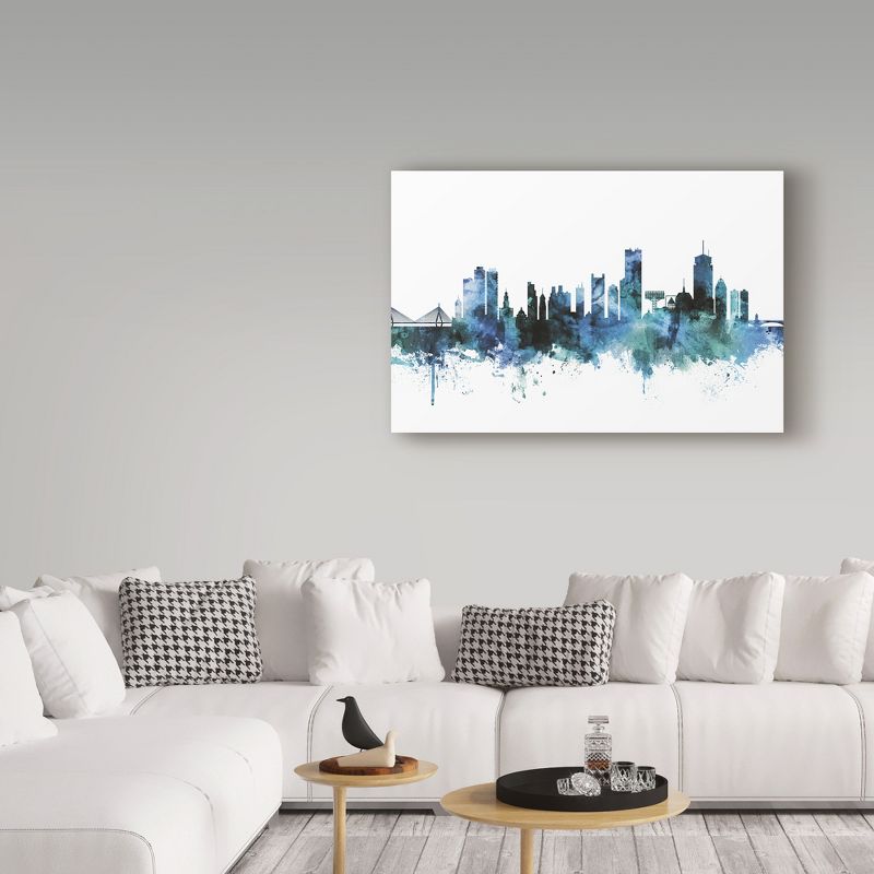 Trademark Fine Art -Michael Tompsett 'Boston Massachusetts Blue Teal Skyline' Canvas Art, 3 of 4