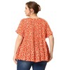 Agnes Orinda Women's Plus Size Polka Dots Casual Round Neck Flutter Sleeve Peplum Babydoll Blouses - 4 of 4