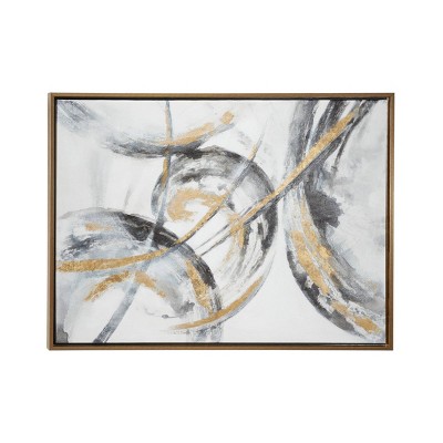 Contemporary Polystone Framed Wall Canvas Gold - CosmoLiving by Cosmopolitan