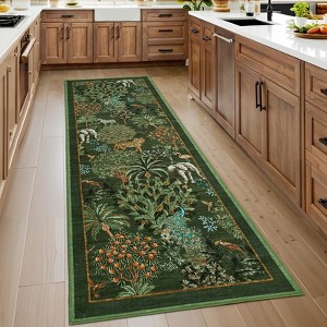 Forest Rug Washable Area Rugs for Living Room Bedroom Jungle Animal Print Rug Soft Non Slip Low Pile Throw Rug - 1 of 4