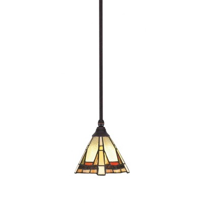 Toltec Lighting Any 1 - Light Pendant in  Dark Granite with 7" Zion Art Glass Shade