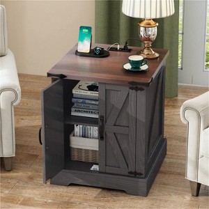 RISOKEYS Farmhouse Coffee Table - 19.6"W Versatile Wood Table with Adjustable Shelf, Barn Doors & Retro Hinges for Bedroom - 1 of 4