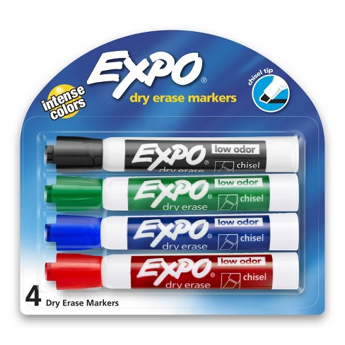 Desk Style Dry Erase Markers, Chisel Tip, Assorted, 4/Set - AVE24409