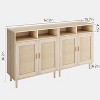 Natural Rattan Sideboard Cabinet w/ 2 Doors, Farmhouse Buffet Storage, MDF Frame - 3 of 4