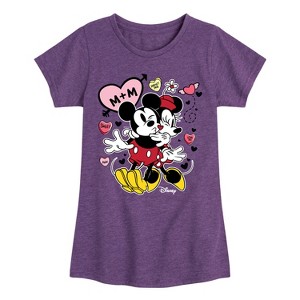 Girls' - Disney - Mickey Minnie Heart Fitted Short Sleeve Graphic T-Shirt - 1 of 4