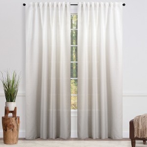 Chanasya 2pk Gradient Ombre Faux Belgian Flax Semi Sheer Window Curtain Panels - Set of 2 - 1 of 4