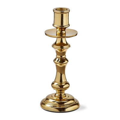 tagltd Gold Cast Aluminum Darion Taper Holder Candlestick Large, 3.0L x 3.0W x 7.0H inches