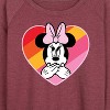 Women's - Disney - Minnie Mouse Rainbow Heart Lightweight French Terry Wide Neck Long Sleeve Shirt - 2 of 4
