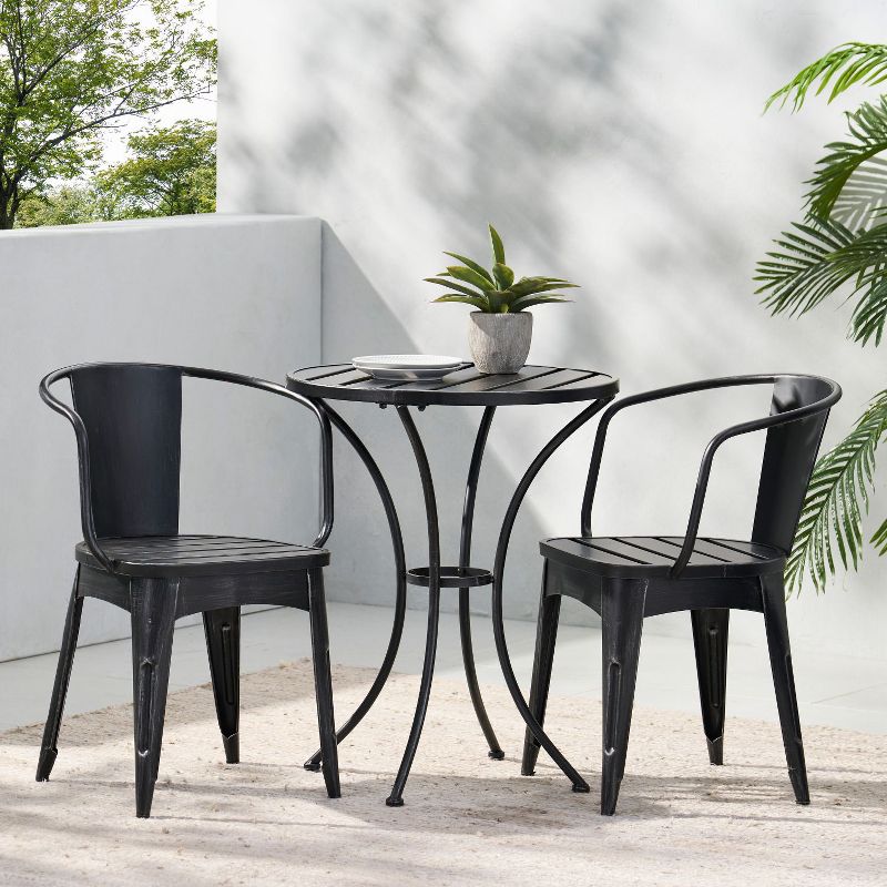 Janey 3-Piece Iron Patio Small Space Chat Set, Outdoor Furniture for Garden - Maison Boucle, 1 of 9
