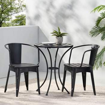 3-Piece Iron Patio Small Space Chat Sets, Outdoor Furniture for Garden- Maison Boucle