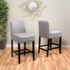 Vynxaria Counter Stool Set of 2 Light Gray Fabric Upholstered Rubberwood Frame 26 Inch Height - 3 of 4