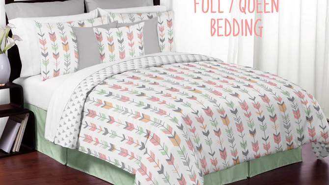 3pc Mod Arrow Full/Queen Kids&#39; Comforter Bedding Set Coral and Mint - Sweet Jojo Designs, 2 of 7, play video