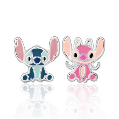 Disney Lilo And Stitch Yellow Gold Plated Stitch And Angel Enamel