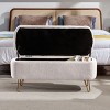 GlasFlength Ottomans and Benches Modern Storage Bench with Elegant Gold Base for Bedroom Living Room Entryway, White, 39.37"*15.75"*15.5" - 4 of 4