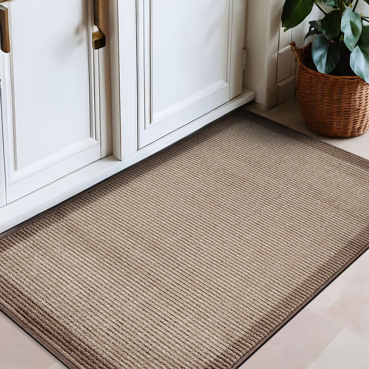 World Rug Gallery Modern Geometric Stripe Bordered Area Rug for Living Room, Bedroom, or Entryway – Low Pile Indoor Rug - thumbnail 2