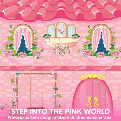 Pink Princess Castle Play Tent for Kids with Graphic Motifs