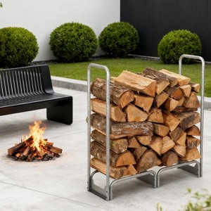 CuisinSmart 12FT Firewood Rack with 600D Oxford Waterproof Cover Combo Set, Heavy Duty Steel Log Storage Rack - Wood Pile Holder Organizer - 1 of 4
