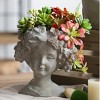 Antique Lady Head Planters Pot Cement Gray Face Planter Statue Planter For Home Décor,Garden Statue-The Pop Home - 3 of 4