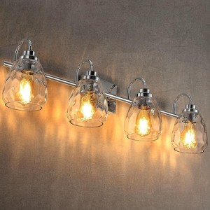 4 Light Bathroom Light Fixtures,32" Modern Vanity Lights over Mirror with Hammered Glass,Wall Light Fixture for Living Room Bedroom Porch - 1 of 4