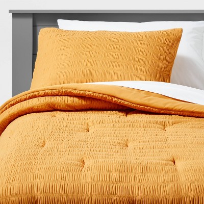 Full/Queen Seersucker Comforter Set Yellow - Pillowfort™