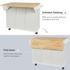JUJABU 53.1 in. W Kitchen Island Cart with Rubber wood Drop-Leaf Countertop - 4 of 4