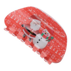 Unique Bargains Christmas Hair Clips Snowman for Christmas 3.35"x1.77"x1.77" Red White 1 Pc - 1 of 4