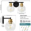 POWLIG 13.4-in 2-Light Black and Gold Modern Dimmable Bathroom Transitional Vanity Light with Transparent Glass Shade - 2 of 4