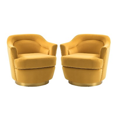 Set of 2 Cornelius Swivel barrel Chair with Metal Base | ARTFUL LIVING DESIGN
