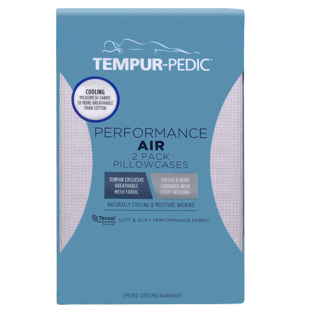 Photos - Pillowcase Standard Performance Air Solid  Set Silver Sconce - Tempur-Pedic