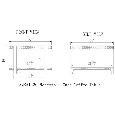 Modesto 27" Rustic Natural Wood and Metal Square Coffee Table