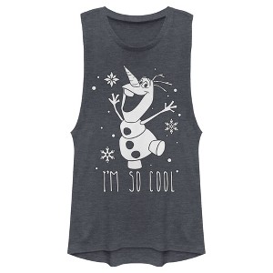 Juniors Womens Frozen Olaf So Cool Festival Muscle Tee - 1 of 3