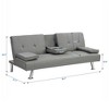 YONWAY Convertible Folding Futon Sofa Bed, with Stainless leg & 2 Cupholders, Wood Frame, for Small Spaces - 4 of 4