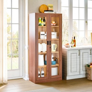 Mlezan Display Cabinet: Glass Doors, 4 Adjustable Shelves, Locking Case. Ideal for Home, Office, or Clinic. Assembly Required. - 1 of 4