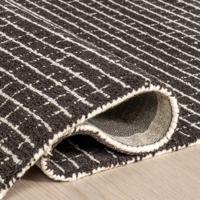 Hand-Tufted Charcoal Wool Rectangular Area Rug, 6' x 9'