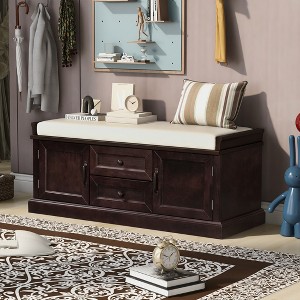 Modern Storage Bench, with Drawers & Removable Cushion, Shoe Bench, for Bedside, Living Room, Entryway, Multiple Design Styles & Color Combinations - 1 of 4