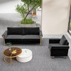 VASIP Velvet Sofa and Chair Combo, Plush Black Couch and Armchair with Gold Metal Accents, Deep Seats - 4 of 4