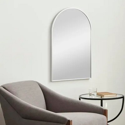 ACEPANO 36 in. H Arched Wall Bathrrom Mirror with Metal Frame-Silver