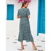Clearlove Maternity Dress Women Smocked Crew Neck Puff Sleeve Floral Midi Dress Summer Beach Dress - 4 of 4