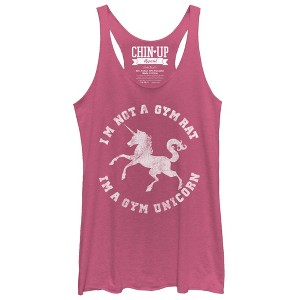 Women's CHIN UP Gym Unicorn Racerback Tank Top - 1 of 3