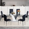 7-Piece Dining Set with Tempered Glass Table and 6 PU Armless Chairs - 2 of 4