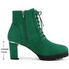 BLISSFUL STEP Women's Round Toe Lace Up Chunky Heel Combat Boots - 2 of 4