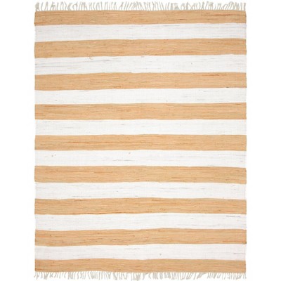 Handmade Beige Stripe 8' x 10' Braided Cotton Rug