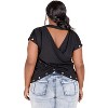 Poetic Justice Curvy Women's V-Back Cut Out Gold Grommets T-Shirt - 2 of 4