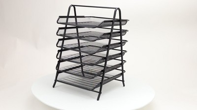 Black Metal Mesh 6-Tier Letter Tray Organizer