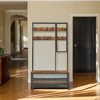Coat Rack Shoe Bench with Mirror, Hall Tree with Bench and Shoe Storage Shelves, 13.8 x 38.6 x 70.9 in, Bedroom Living Room, Industrial Style - 3 of 4