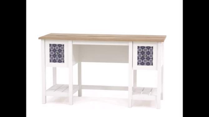 Cottage Road Desk Soft White - Sauder: Mid-Century Modern Writing Desk, Open Shelf Storage, Wood Composite, 2 of 7, play video