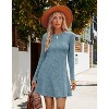2025 Women's Long Sleeve Sweater Dress for Fall, Crew Neck Knit Midi Dress Blue - 3 of 4