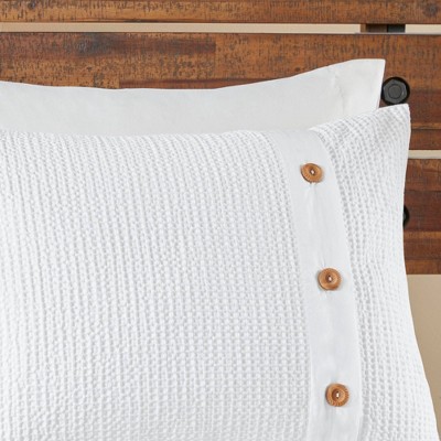 White Cotton Waffle Weave King/Cal King Duvet Cover Set