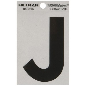 Hillman 3 in. Reflective Black Vinyl Self-Adhesive Letter J 1 pc (Case of 6) - 1 of 1
